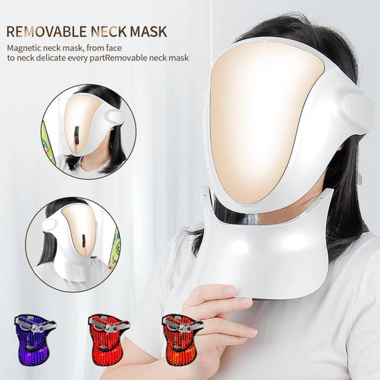 LED Facial Mask with Infrared Light - 3 Colors Anti - Aging Therapy for Face and Neck (Wireless) - starbuyshop